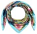 corciova Womem's 100% Silk Feeling Head Scarf for Sleeping Headband 35x35 Inches Camellia Flower Pink Turquoise