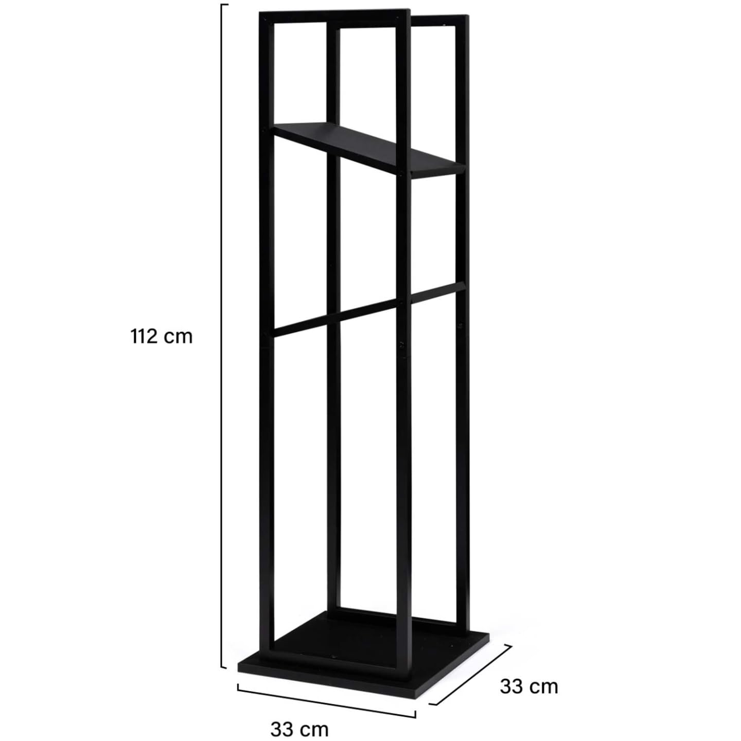 IDMarket - Range bûches Vertical Acier Noir avec 2 étagères H.112 CM pour cheminée
