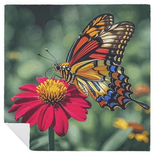 Servilletas de tela cuadradas con mariposas coloridas 6 piezas miniatura 6