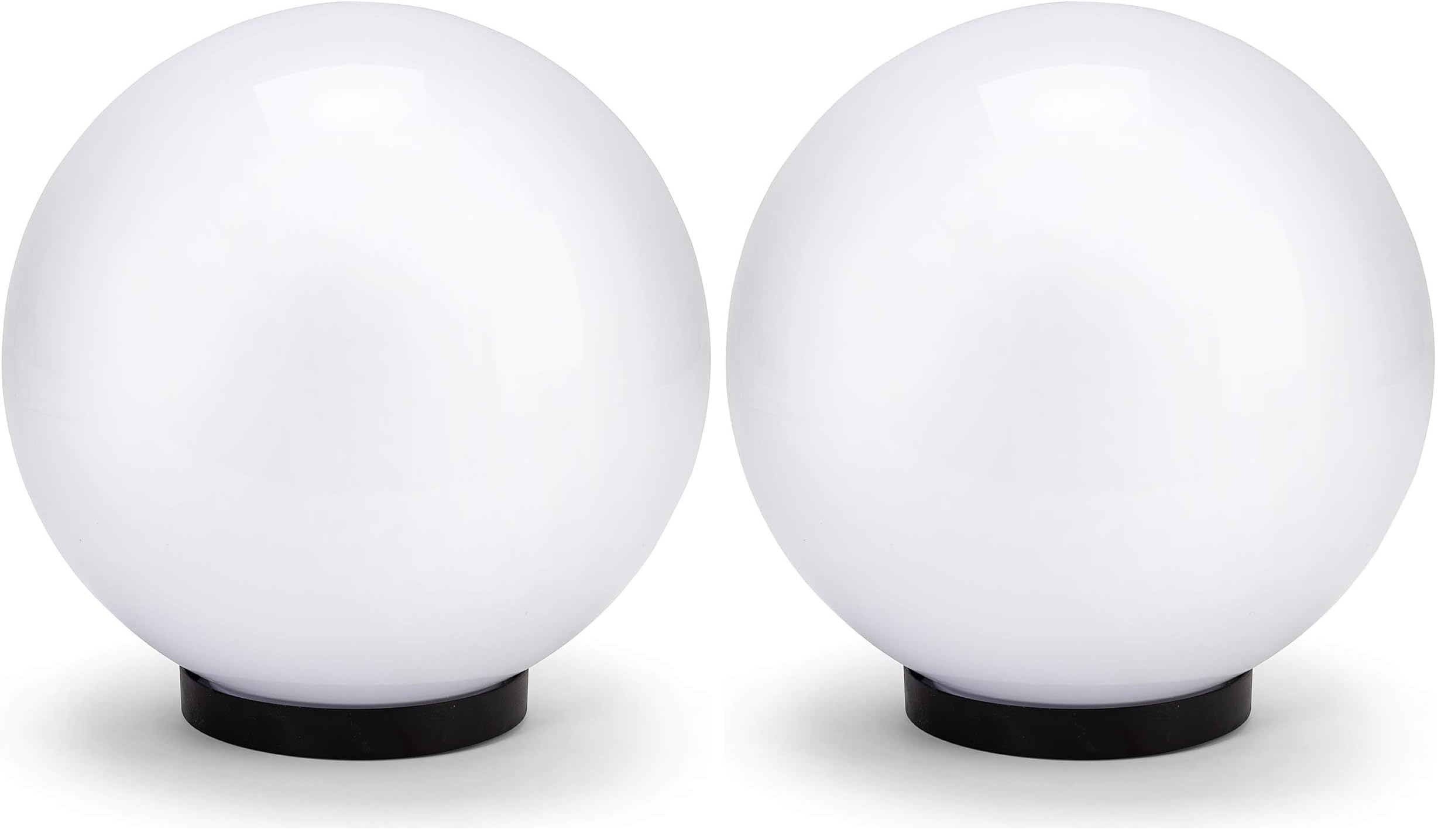 Velamp Globe de jardin, lampadaire d'extérieur 300 mm, douille E27, compatible LED, étanche IP44, sphère pour jardin, parcs, copropriétés, terrasses. Blanc (Lot de 2)