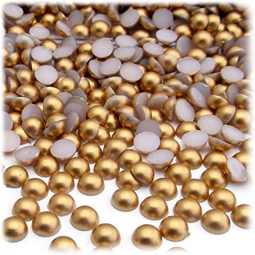 144pc Pearl Finish Half Dome Beads, Round, 5mm, Golden Caramel Brown