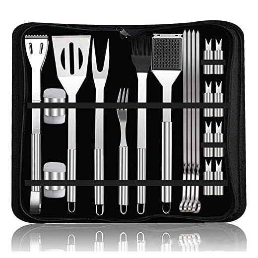 20 Piezas de Juego de Utensilios de Barbacoa, Accesorios Acero Inoxidable de Kit Barbacoa Maletin de Herramienta de Parrilla, Barbacoa, Cocina, Obra