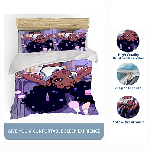Duvet Cover Set Full For Girls, African American Black Girl Magic Purple Bedding Comforter Cover Set For Kids Bedroom Birthday Gift For Black Women Girls, 1 Duvet Cover+2 Pillowcase No Comforter #TOP1