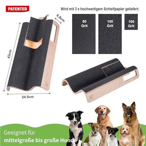 LovIntry M-förmiges Hundekratzpad für Nägel mit Leckerli-Box, Hundenagel-Kratzbrett, Hundenagelfeilenspielzeug und zum einfacheren Kürzen der Seitenkrallen des Hundes (L, Leckerli-Box)