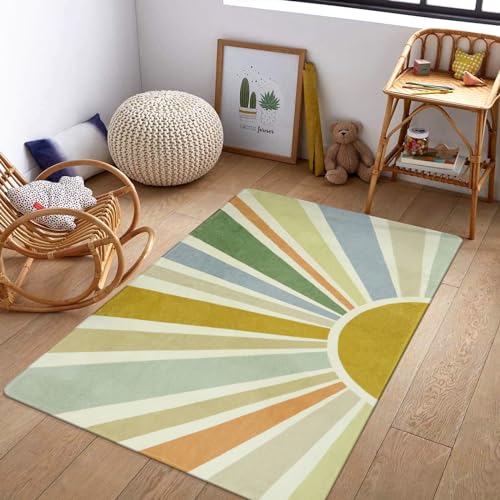 STARUIA Alfombra bohemia de 3 x 5 pies, pequeña, lavable, para dormitorio, habitación de niños, guardería, antideslizante, moderna, suave, para cocina, oficina, sala de juegos