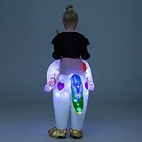 Vista 4 de Disfraces inflables de unicornio para niños, jinete en disfraces inflables para niñas, Halloween inflable con luces LED, cosplay para niño