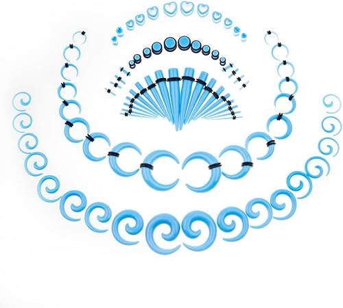 Kit de estiramiento de oídos, 84 unidades, medidores cónicos en espiral, túneles de corazón, juegos de expansores acrílicos 14G-00G, joyería de