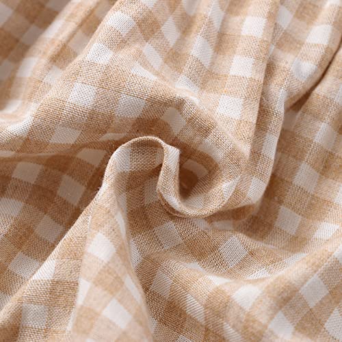 Baby Girls Summer Rompers Princess Newborn Plaid Floral Frill Sling Clothes Jumpsuits Headband Outfits (Khaki, 0-3 Months) #TOP4