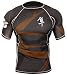 Hayabusa Metaru 47 Silver Short Sleeve BJJ Rash Guards (Black/Brown, S)