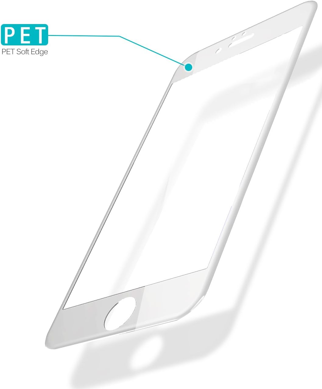 TOZO for iPhone 7 Plus 3D Screen Protector Glass [ 3D Full Frame ] Technology Premium Tempered 9H Hardness 2.5D PET [Soft Edge Hybrid] Screen 5.5 White