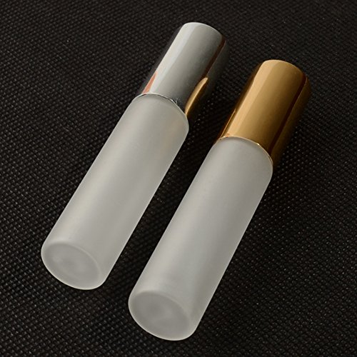 Enslz Lot de 6 flacons vaporisateurs en verre givré - 10 ml - Rechargeables - Pour parfum - 2 pipettes de 3 ml (doré) - Image 8