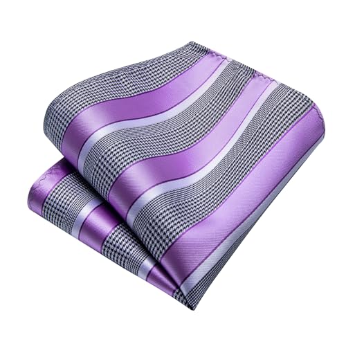 Image of DiBanGu Mens Striped Tie Silk Woven Necktie and Pocket Square Cufflinks Tie Clip Set Wedding Business Formal Gift Tie for Men