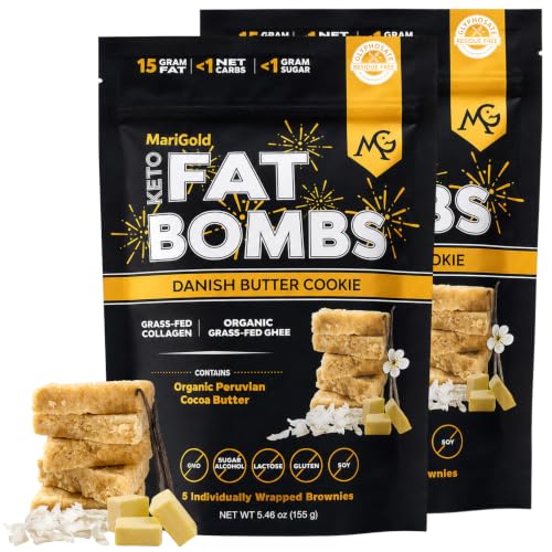 MariGold Keto Fat Bombs, Danish Butter Cookie - 2 Bags, 10 Bars