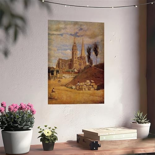 Cathédrale de Chartres Corot impression toile déco murale 30x45cm - 6