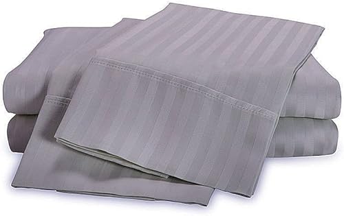 Juego de sábanas para sofá cama Queen de lujo, diseño de rayas grises elefante, 100% algodón egipcio de 800 hilos, se adapta fácilmente a colchones