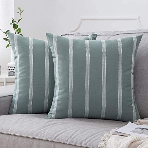 MIULEE 2 Piezas de Funda de Cojines Lino Duradero Funda de Almohada Cuadrada con Encaje Moderna Decoración Original para Habitacion Juvenil Comedor Cama Sofá Dormitorio Oficina 50x50cm Verde Ligero
