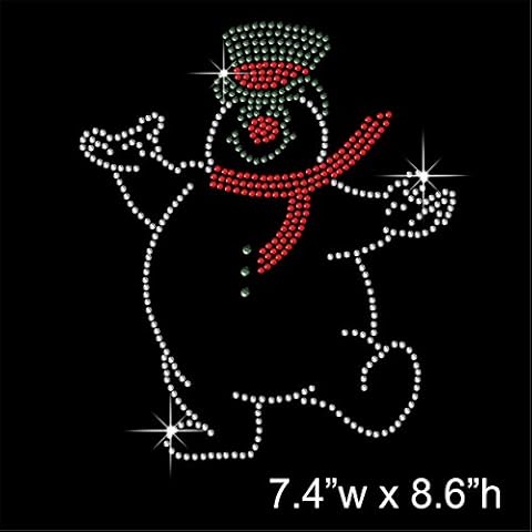TShirt Showroom Christmas Snow Man Hotfix Rhinestone Diamante Iron on Transfer Motif Applique Cover