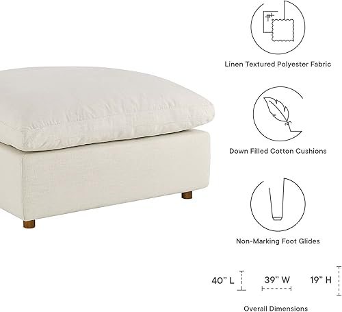 Miniatura 4 de Modway Sofá modular Commix Sofá seccional tapizado con relleno de plumón otomano en beige claro