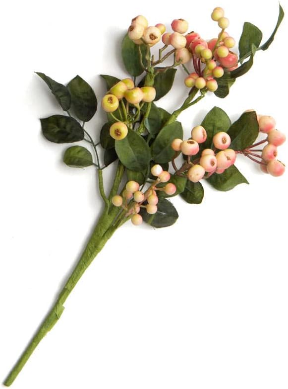 Factory Direct Craft Cream and Pink Artificial Hypericum Berry Stem | for Centerpieces, Flower Arrangements, Wreaths and More | Size: 14" L