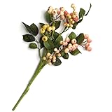 Factory Direct Craft Cream and Pink Artificial Hypericum Berry Stem | for Centerpieces, Flower Arrangements, Wreaths and More | Size: 14' L