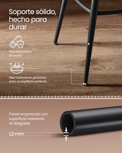 VASAGLE EKHO Colección - Juego de 2 Taburetes de Bar, Sillas Giratorias de Barra con Respaldo, Cuero Sintético con Costuras, Moderno Siglo Medio, Altura 65 cm, Barra Cocina, Marrón Caramelo LBC089K01 - imagen 6