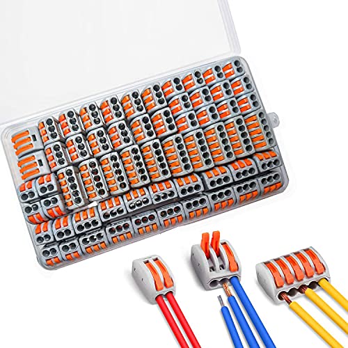 ZFYQ Morsettiere Elettriche, 60 Pezzi Capicorda a Morsetto a Leva Connettore, 3 Porte 30 Pcs, 2 Porte 20 Pcs, 5 Porte 10 Pcs, Usato per Filo Solido, Incagliato e Flessibile