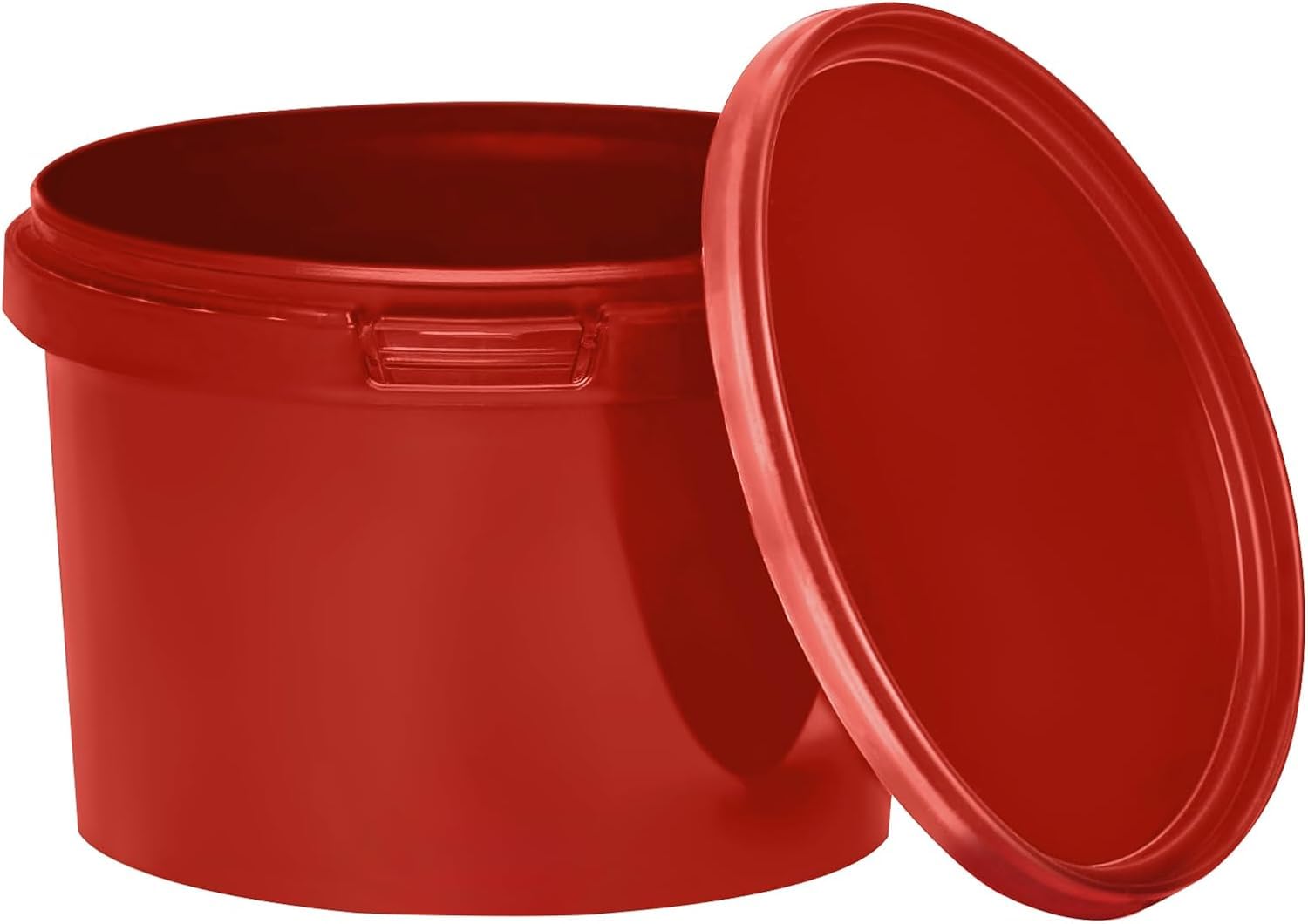 Benbow Red Bucket With Lid, 0.5 L, 1 X 0.5 Litres, Food-Safe, Stable, Airtight, Leak-Proof, Odourless, Plastic Storage Container, Empty