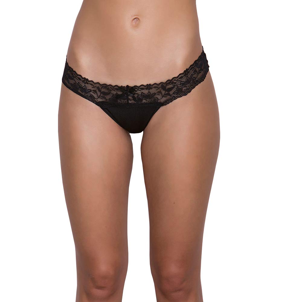 myza Women's Polyester Spandex Solid G Sting/Thong g stingthong Underwear for Ladies/Girls (Black 54)-picture-29