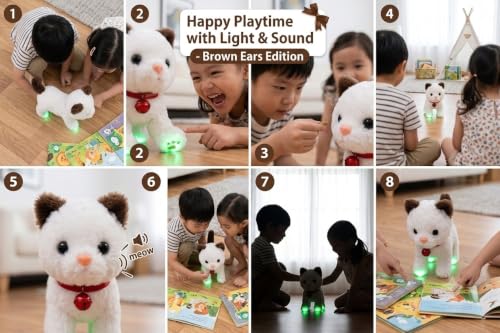 Image of Interactive Walking Talking Cat Toy Battery Operated Cute Plush Kitty with LED Light Sound Music Moving Soft Stuffed Pet Toy for Kids Boys Girls Birthday Gift