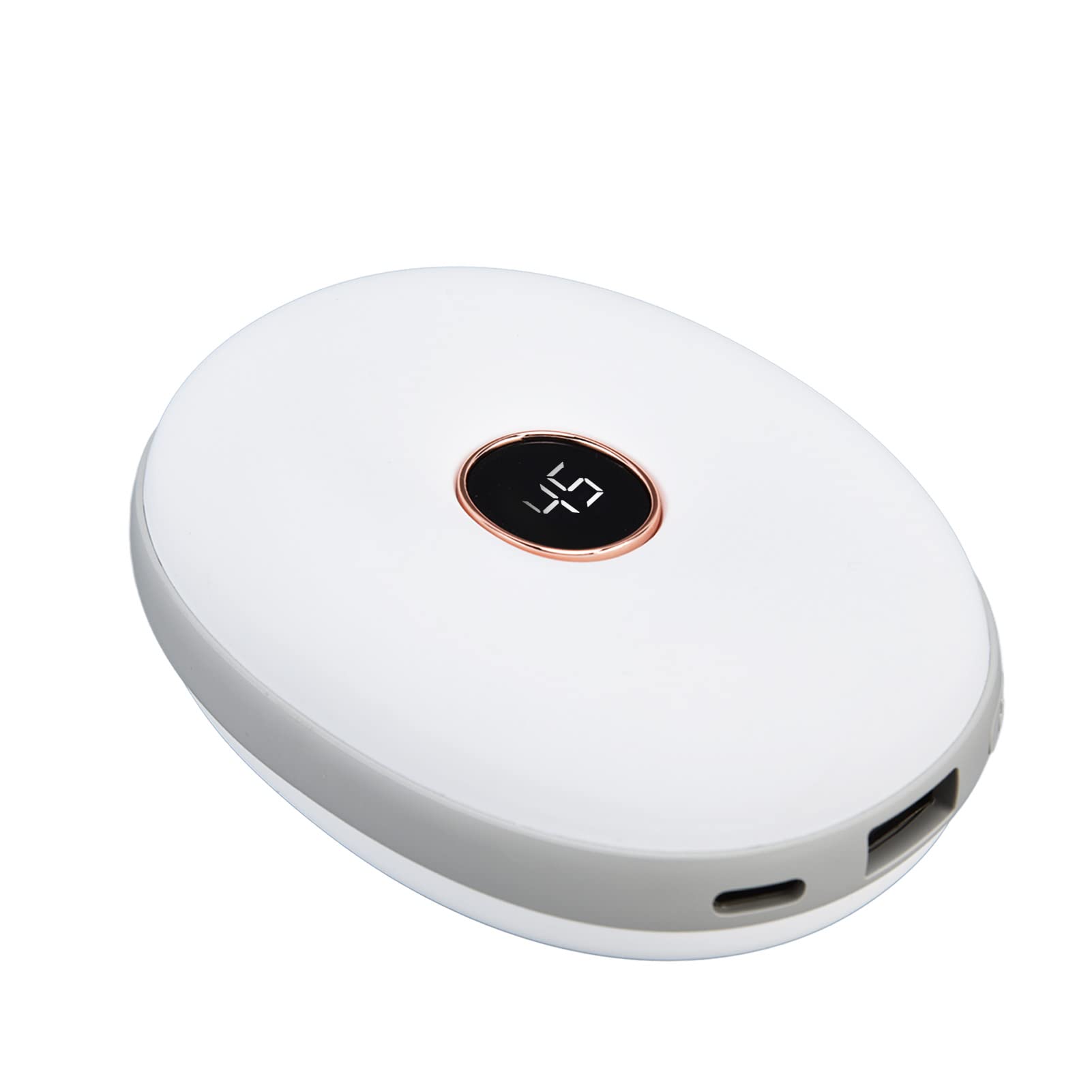 Handwärmer, USB Wiederaufladbarer Elektrischer Handwärmer mit ABS-Silikon, Doppelseitige Heizung, 113 °F Bis 131 °F, 5000 MAh Tragbarer Mini-Wärmer für den Einsatz Im Reisebüro Im Freien