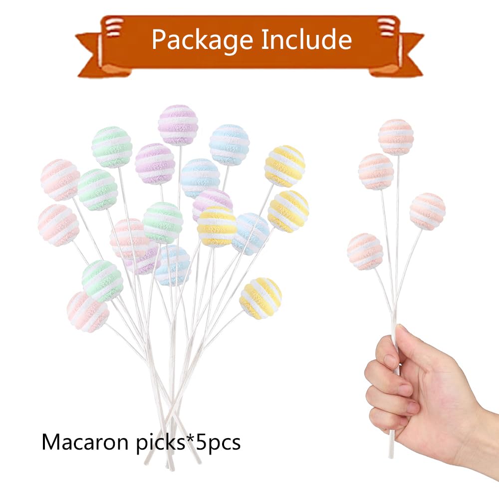 5Pcs Pastel Christmas Tree Ball Picks, 14.9” Macaron Color Woolen Spray with Gitter for Christmas Tree Topper Decorations Vase Filler Xmas Home Decor New Year Gifts (Ball)