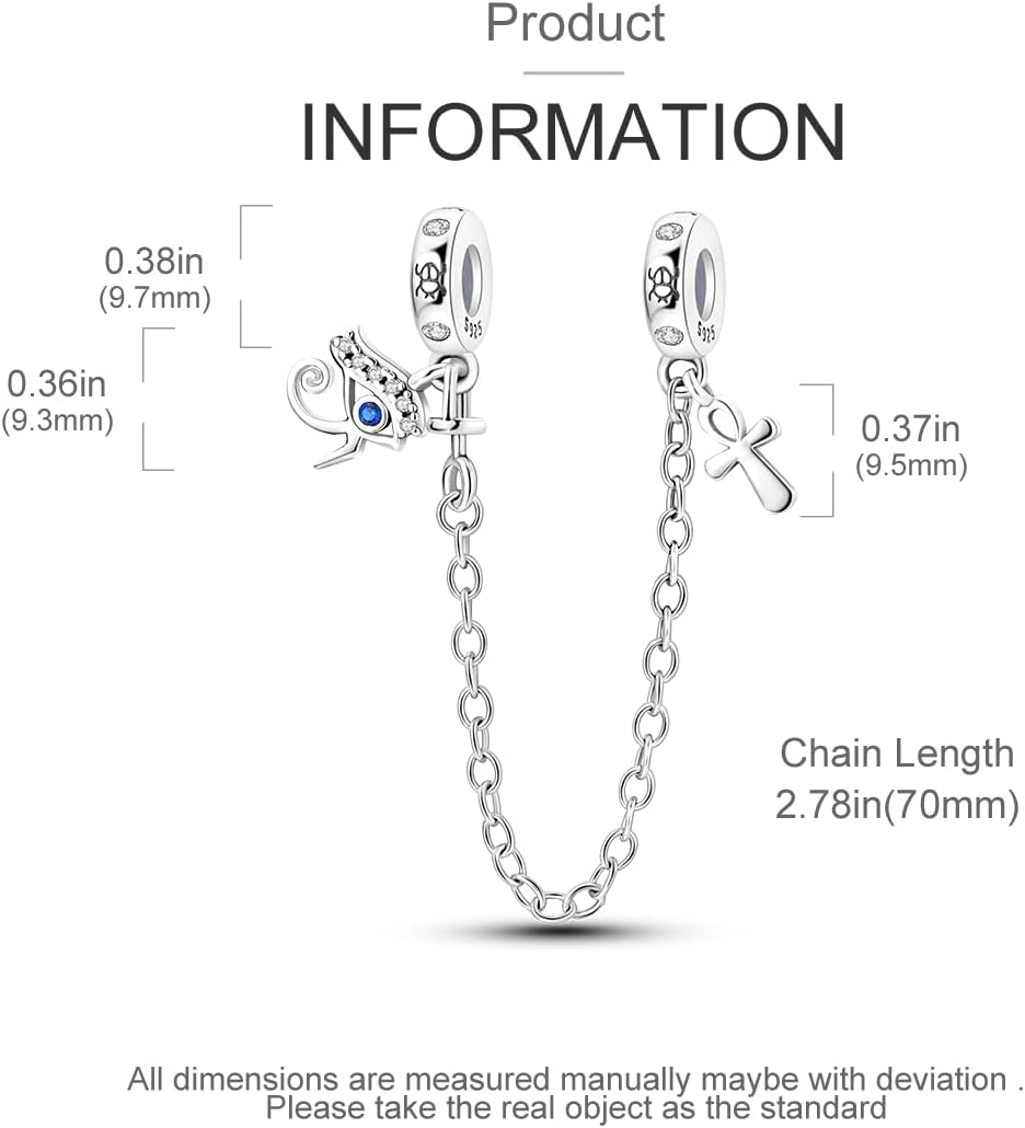 Parmuz 925 Sterling silver Safety Chain Charm Dangle Pendants Clip Beads for Bracelet Love Butterfly Evil Eye Stopper Spacer Charm for Woman - Image 3