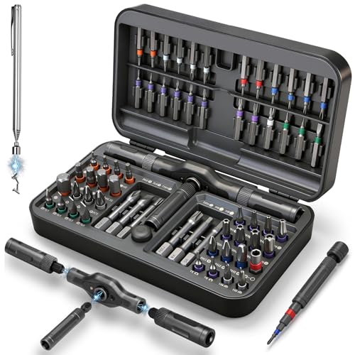 KELIN 68 in 1 Magnetic Ratchet Screwdriver Set Multi Bit Ratcheting Torx Screwdriver Sets Gifts for Men Who Have Everything Stocking Fillers for Men Gifts for Him Dad