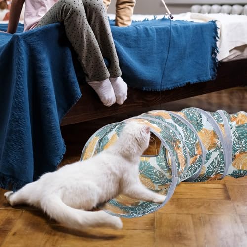 Túnel interactivo para gatos CAXUSD juguete plegable de poliéster resistente S 4