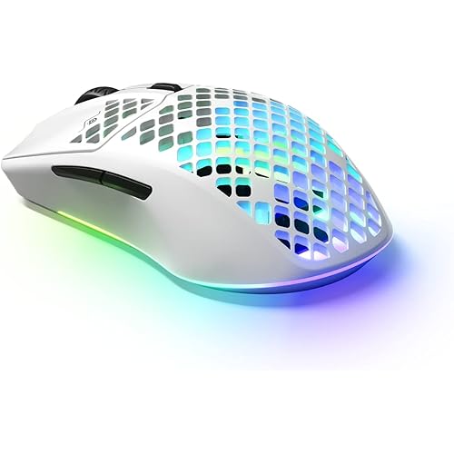 SteelSeries Aerox 3 Wireless - Holey RGB Gaming Mouse - Ultra-lightweight Water Resistant Design - 18K DPI TrueMove Air Optical Sensor -Snow