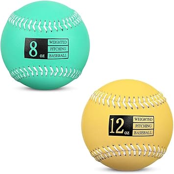 LOOEEL 2PCS 9-inch Weighted Baseball, for Hitting Practice and Throwing Strength and Speed Training in Baseball and Softball,Suitable for Teenagers to Adult Professionals 8oz&12oz
