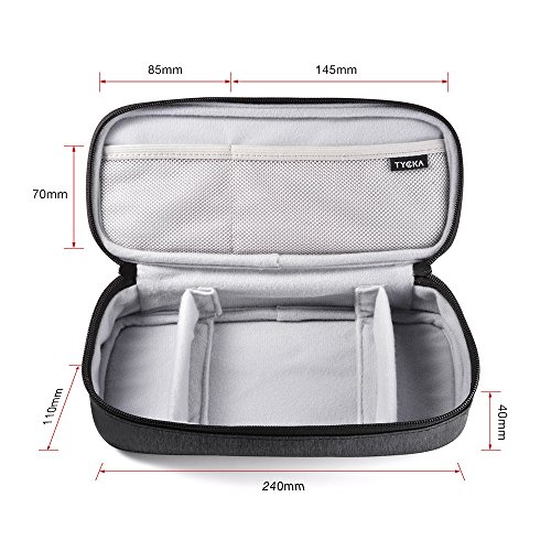 TYCKA Mini Travel Electronics Accessories Storage Bags with Two Adjustable Dividers for Cable, Cord, USB, SD Cards, Chargers, Deep Gray