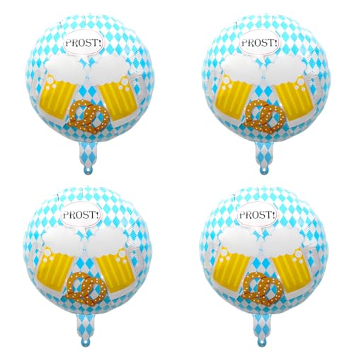 OHREN 4 Pezzi Palloncini Compleanno, Bicchiere di Birra, Set Oktoberfest con Palloncini a Elio, Decorazioni Birra Bavaresi, Palloncino in Alluminio per Feste Oktoberfest 2025, Bar Party Decorazioni