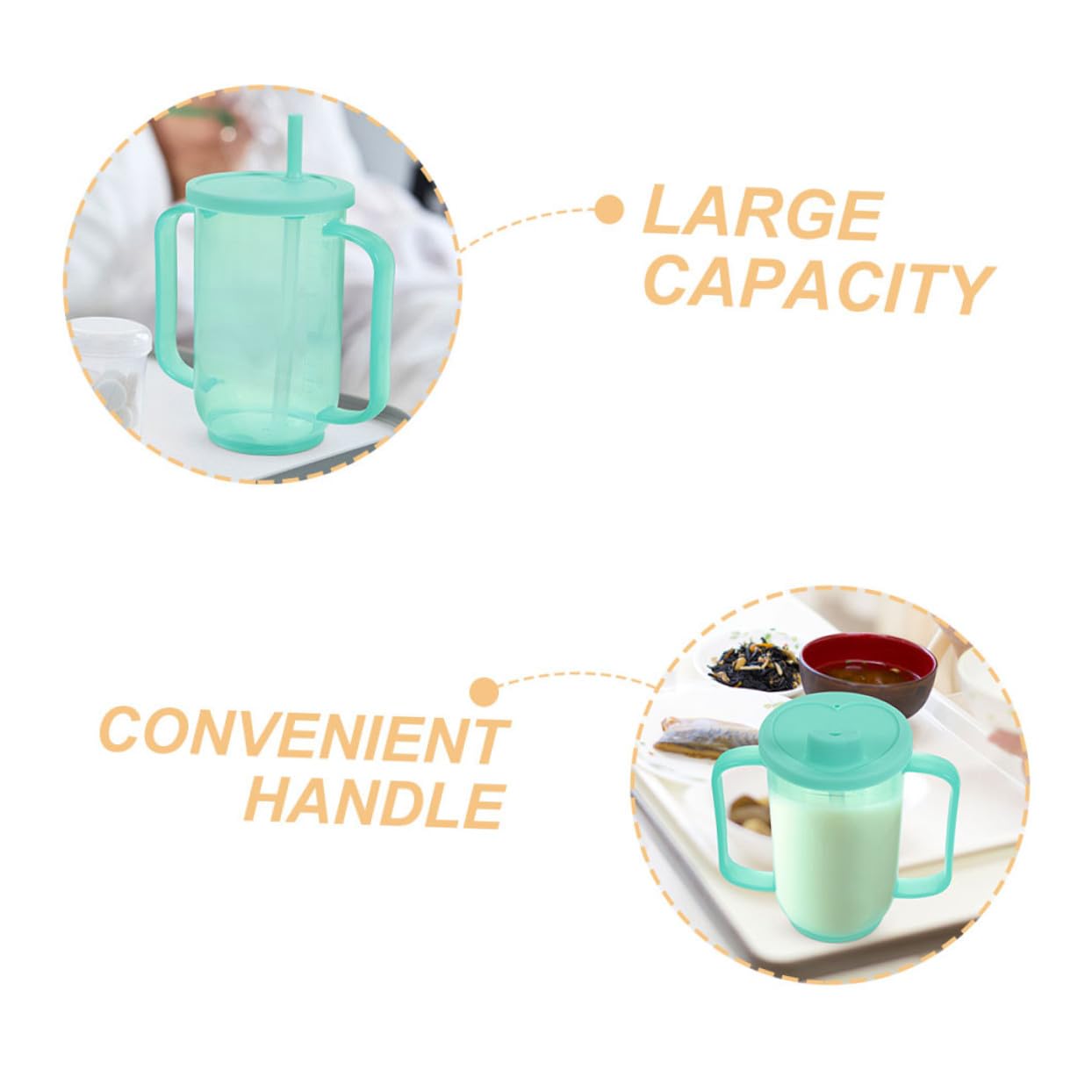 Vasos Antiderrame Para Adultos Mayores 2 Piezas Pajita Integrada Soporte Ergonómico Plástico Reutilizable Para Pacientes Cuidado Diario En Alimentación Segura