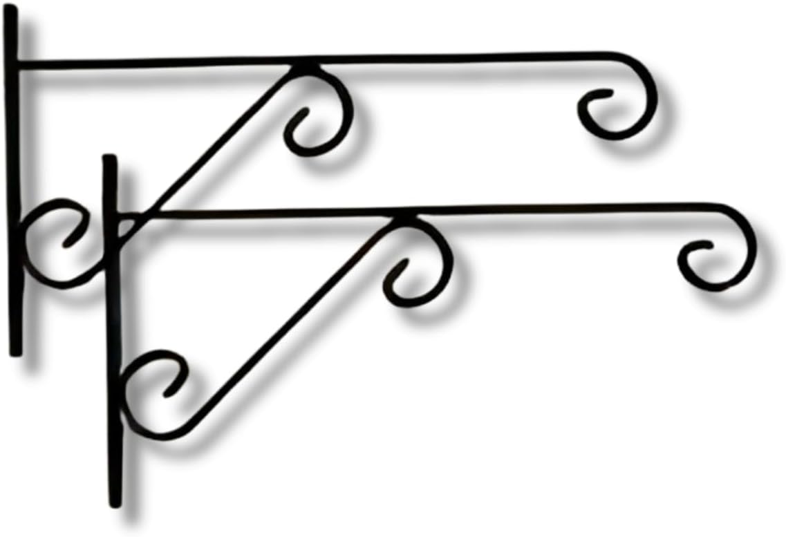 Bloom Decorative Hanging Wall Hooks Decorative Straight Plant Hanger for Pots, Bird Feeders, Planters, Lanterns, Cotton, Wind Chimes Indoor Outdoor, Black Pack(2)