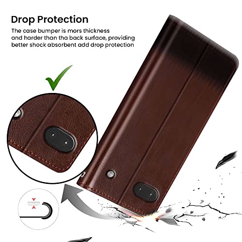 Image of FLIPPED Vegan Leather Flip Case Back Cover for Google Pixel 6A (Flexible, Shock Proof | Hand Stitched Leather Finish | Card Pockets Wallet & Stand | Brown with Coffee)