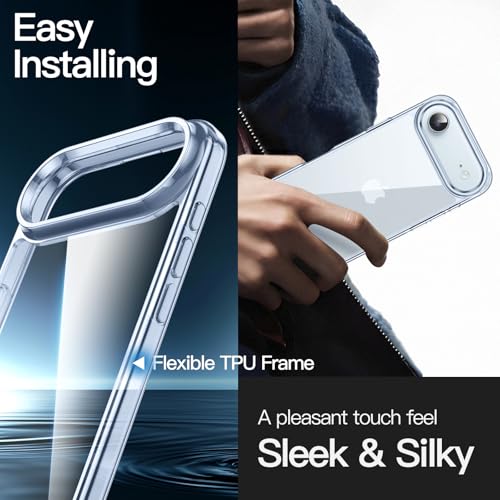 Image of JETech Case for iPhone Air, Non-Yellowing Shockproof Phone Bumper Cover, Anti-Scratch Clear Back, 6.5-Inch Display (Blue)