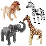 Tolle aufblasbare Partydekoration für den Kindergeburtstag oder die Safari Mottoparty. Das Set besteht aus Elefant, Löwe, Giraffe und Zebra