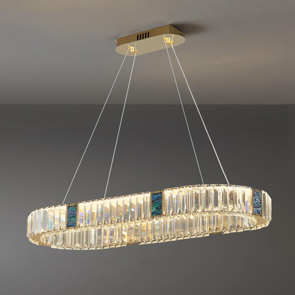 HXYSXHJUO LED Italian light luxury crystal chandelier, simple circle modern lamp, for living room bedroom dining lamps and lanterns,oval 80cm