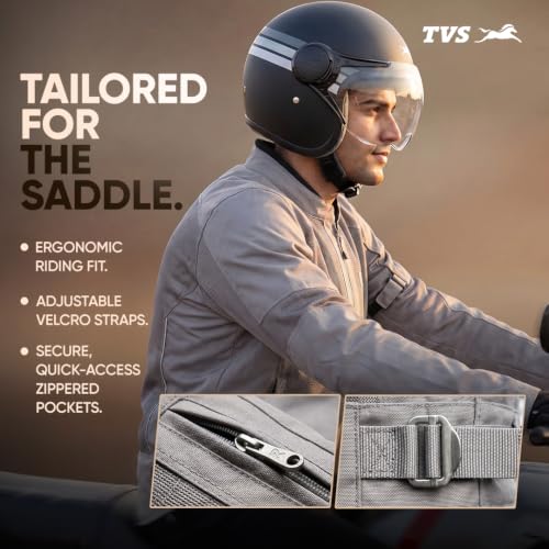 Image of TVS Ronin Edition Mesh Riding Jacket for Men | CE Level 2 Lightweight Back, Shoulder & Elbow Armours, 600D Protection, Lightweight Summer Motorcycle Jacket for Touring, City Riding