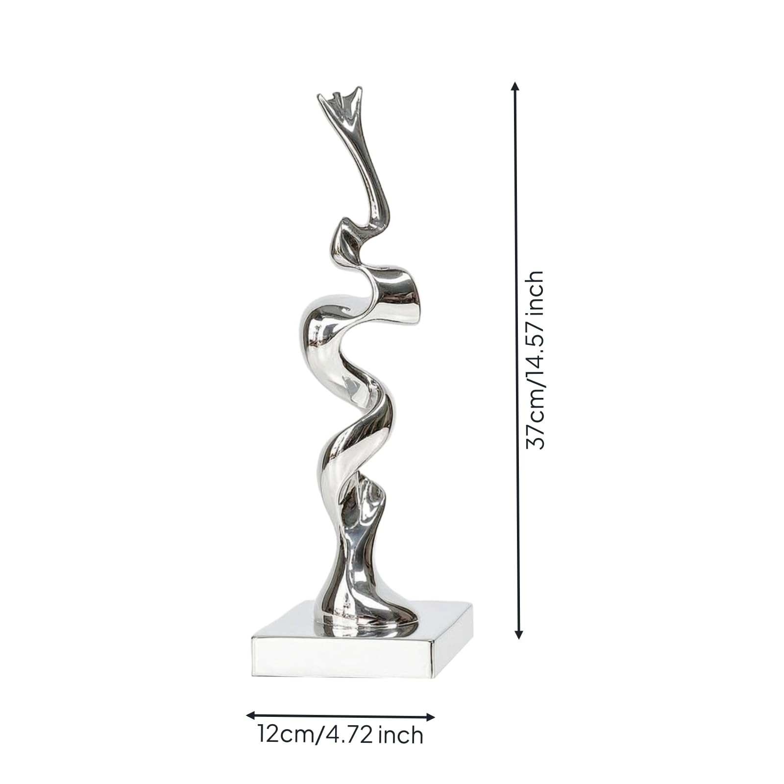 Baoblaze Estatua Escultura Moderna Decorativa Ornamental Figura Resina de Estilo Actual con Reflejo Intenso y Forma en Espiral con Base Cuadrada Adecuada para, 12 12 37cm