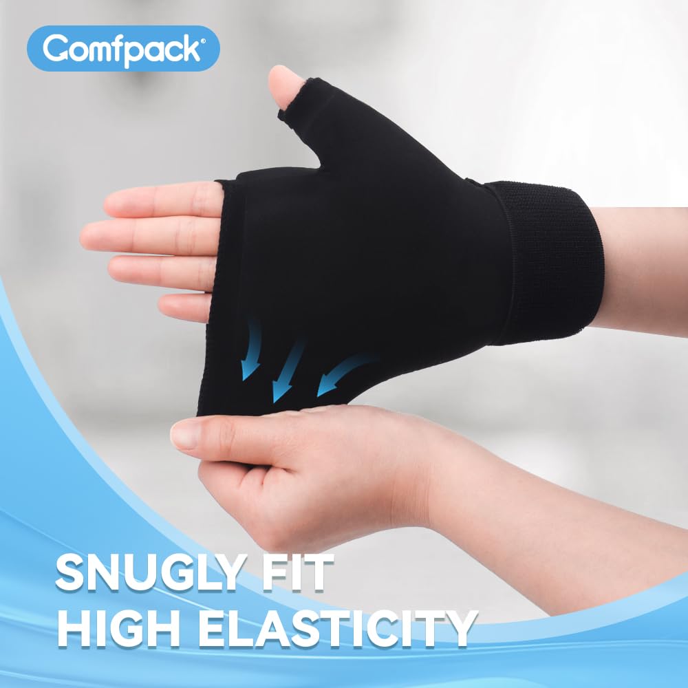 Comfpack Guanti da polso per artrite, 2 pezzi, per tunnel carpale, gel indossabile per pollice, impacco caldo e freddo, sollievo dal dolore per tenosinovite, gonfiore, chirurgia