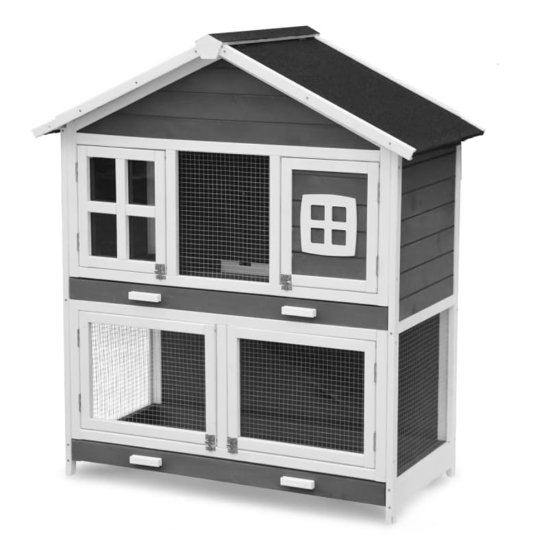 Cage Clapier Enclos pour Lapins Extérieur et intérieur en Bois 115 x 60 x 118 cm. Modele Murmel