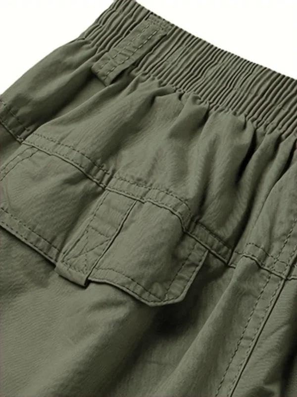 Image of Men's Pure Cotton Cargo Pants | Regular Fit Multi-Pocket Casual Trousers for Men | Solid Black Utility Cargo Bottom Wear | Comfortable Everyday Wear Pant