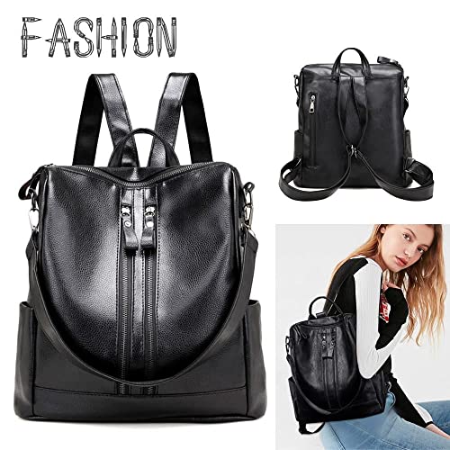 Mochila para mujer – Bolso de hombro grande de poliuretano con correa desmontable, ideal para viajes, universidad y escuela miniatura 6
